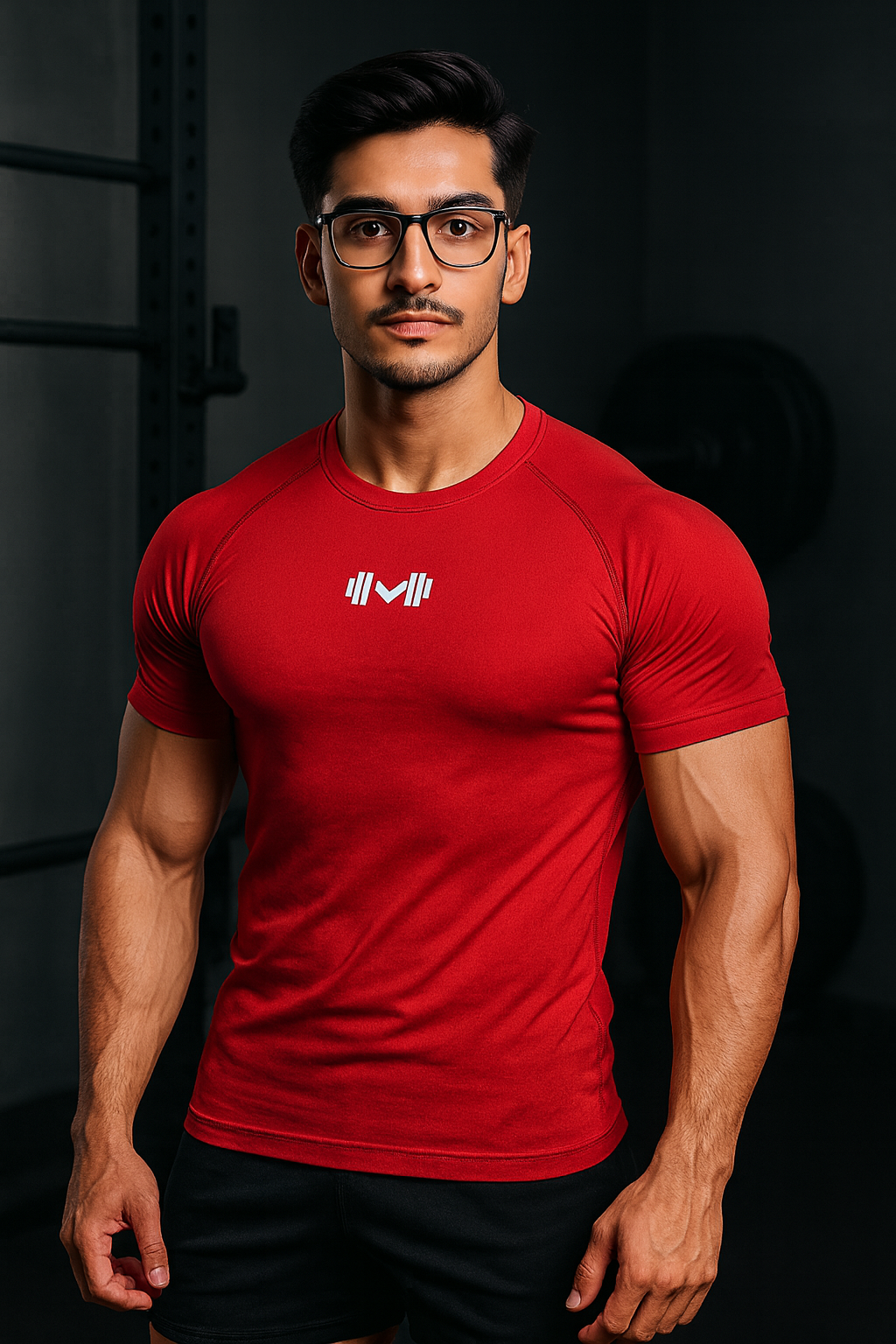 Blood red half compression t shirt