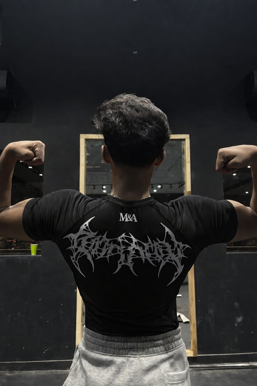 Black Printed Compression T-Shirt