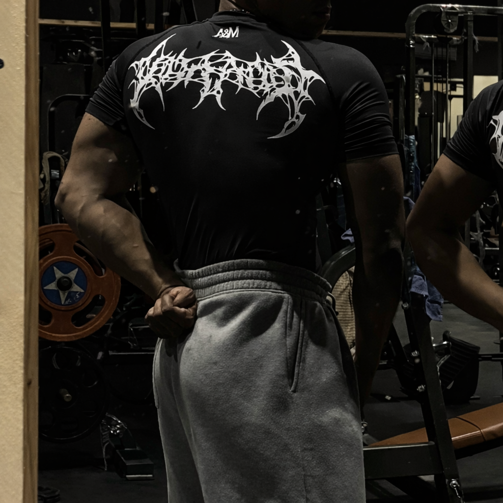 Black Printed Compression T-Shirt