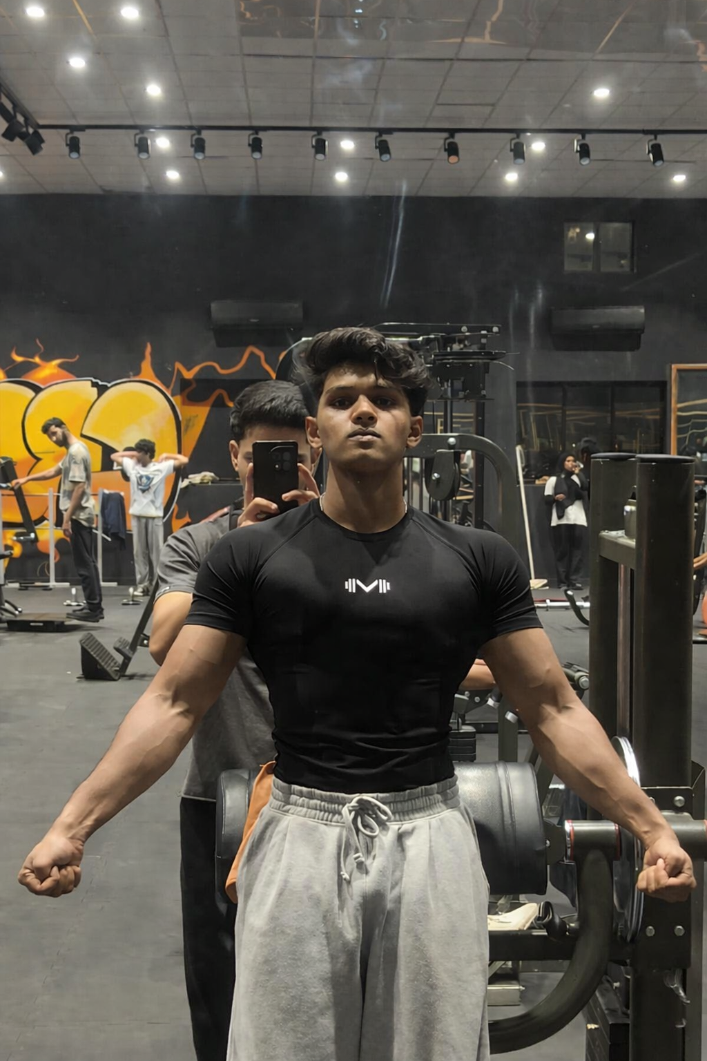 Black Printed Compression T-Shirt