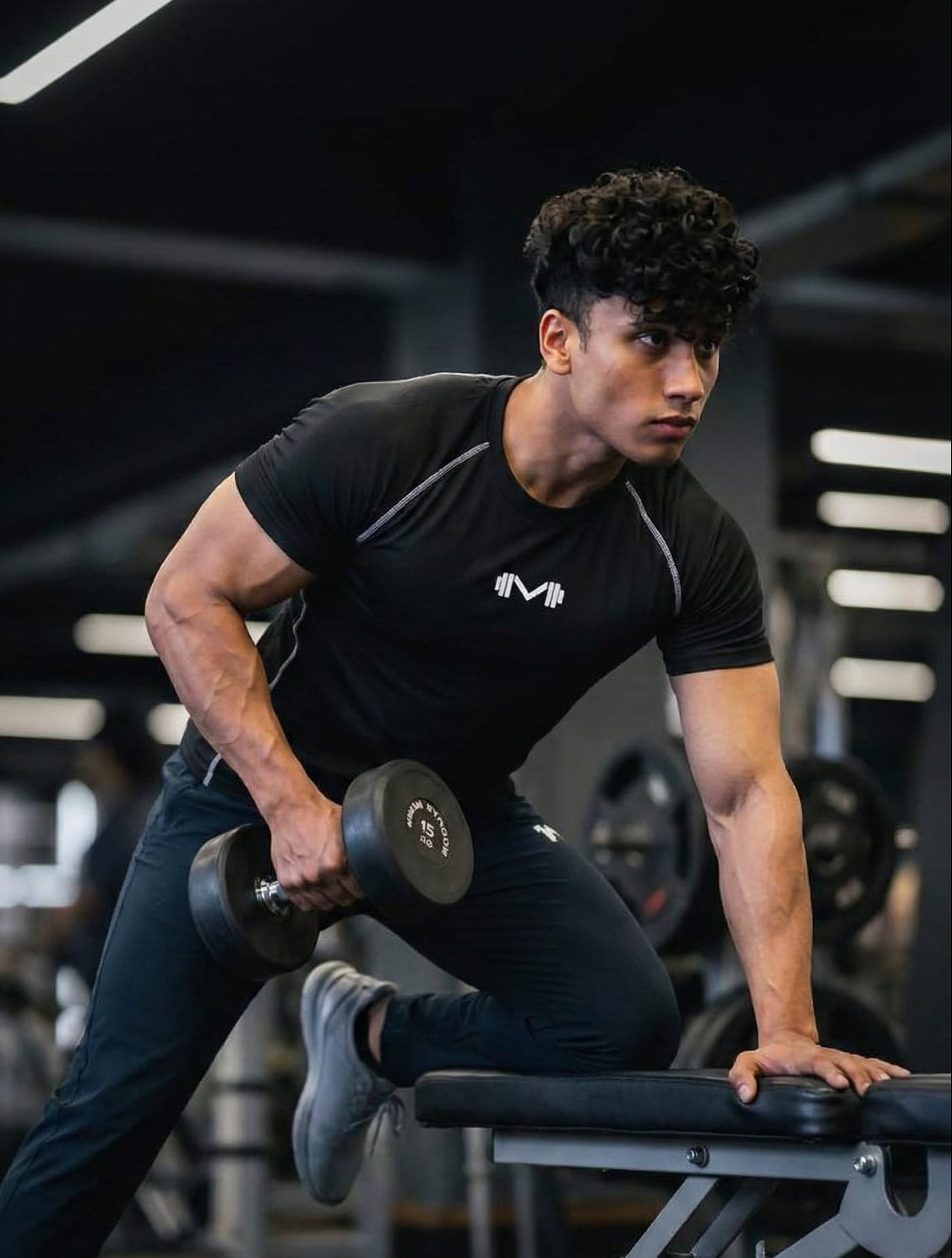 Black half compression t shirt