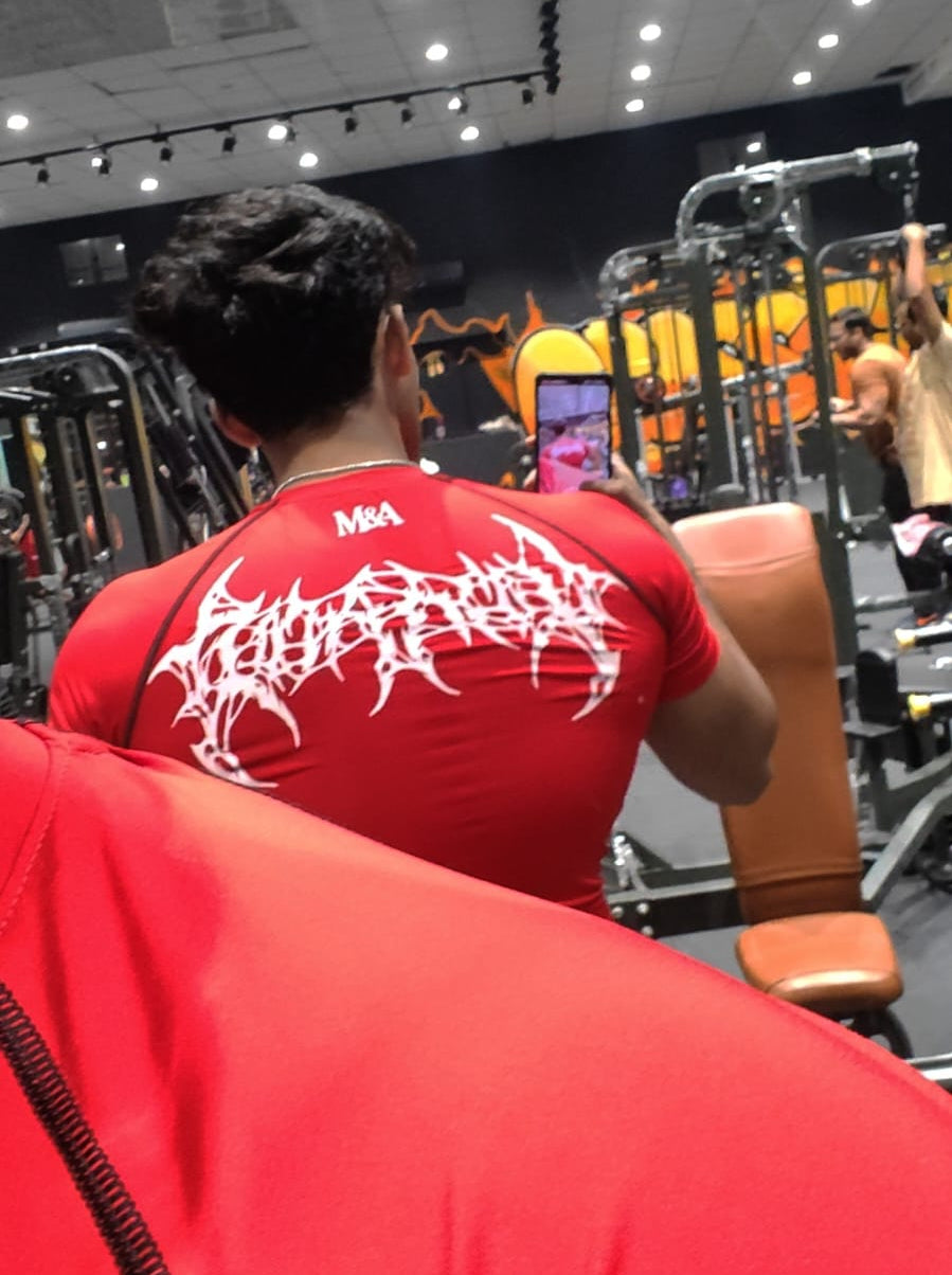 Blood Red Printed Compression T-Shirt