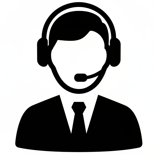 make customer support icon with person in black